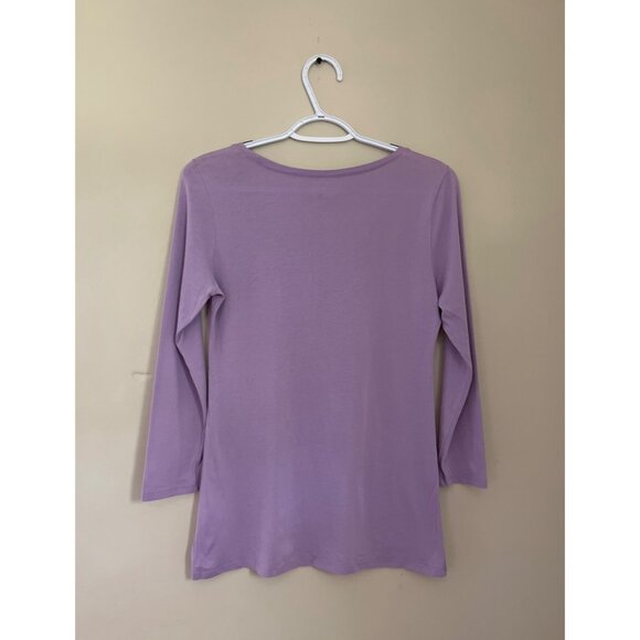 3 For $6 J.Jill Womens XSmall Purple Soft Shimmer Tee Sequins Half Sleeve Blouse - Picture 4 of 7